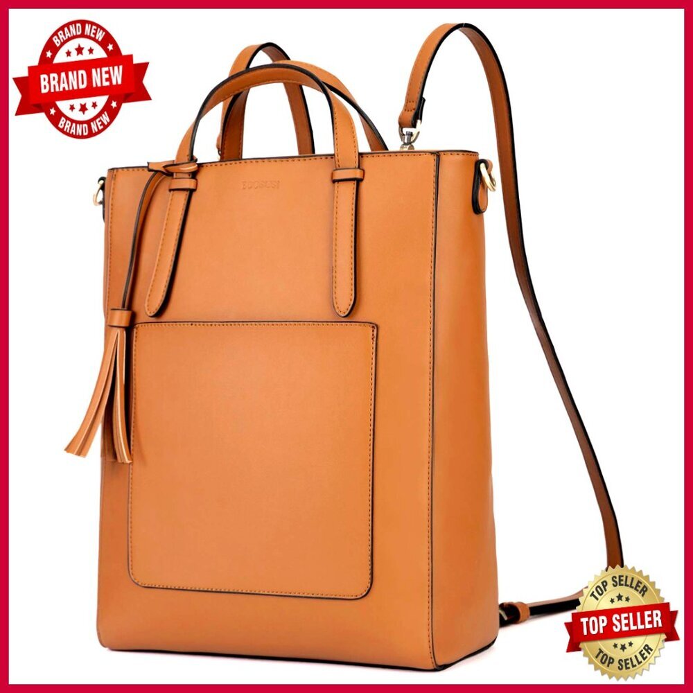 Convertible Tote Backpack Vegan Leather Laptop Bag Work Travel College